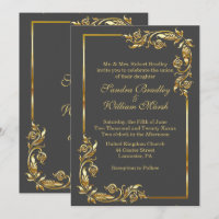 Cinza de carvão elegante com quadro de ouro com Im