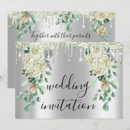 Convite Cinza De Cinza De Prata Casamento Verde De Casa De