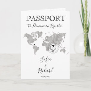 Convite Cinza de Mapa do Mundo Azul do Passaporte de Desti