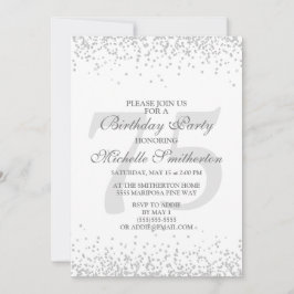 Convite Cinza de Prata Branca Elegante com brilho 75º aniv