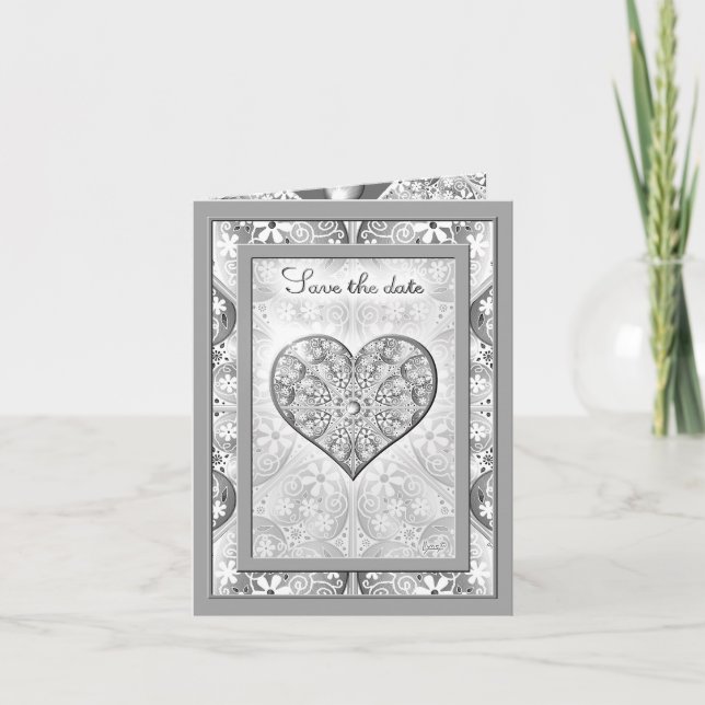 Convite Cinza de rendas cerâmicas (Frente)