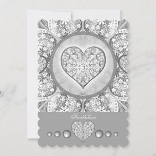 Convite Cinza de rendas cerâmicas