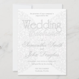 Convite Cinza de rendas elegante e minimalista branco