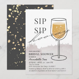 Convite Cinza De Vidro Dourado De Vidro De Vidro Sip Sip