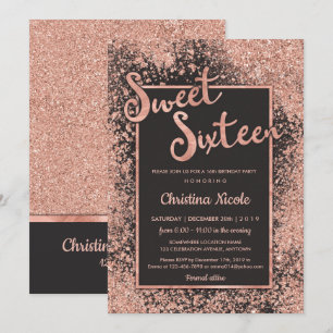 Convite Cinza Dourada 16, Trendy Glitter