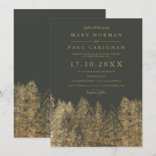 Convite cinza Dourada Casamento de todos os pinheiros de i