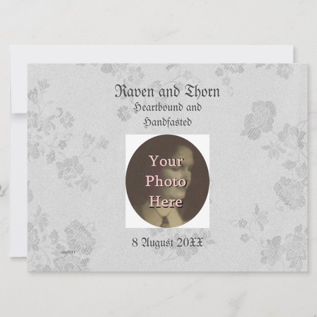 Convite Cinza e branco da suíte de casamento (Frente)