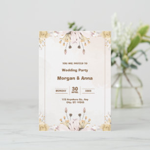 Convite Cinza e Casamento por Aquarela Marrom