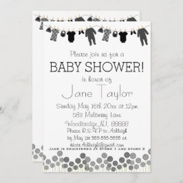 Convite Cinza e Chá de fraldas de roupas pretas