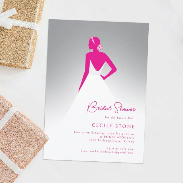 Convite Cinza e Chá de panela de vestir de casaco rosa (Criador carregado)