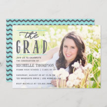 Cinza e foto da festa do Formando Blue Chevron