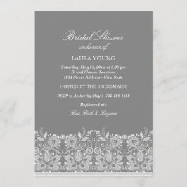 Convite Cinza e Lace Branco | Chá de panela