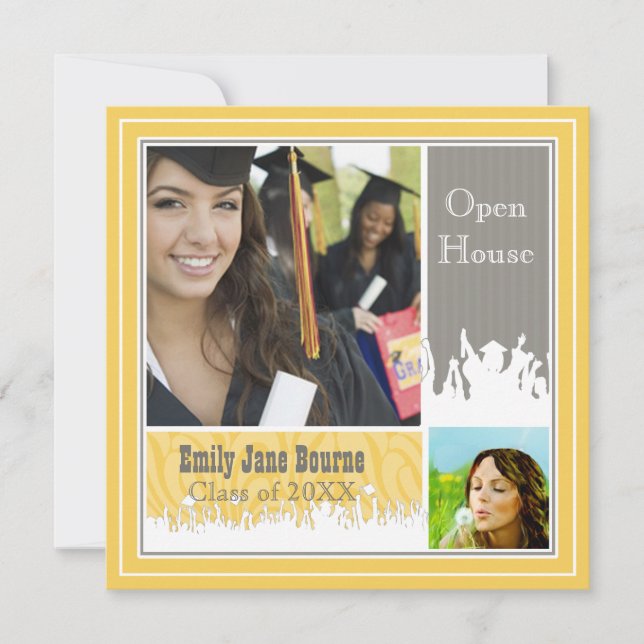 Convite Cinza e Mais velho Amarelo Classe de Imagem de 201 (Frente)