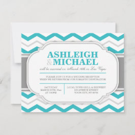 Convite Cinza E Recepção de casamento Turquoise Chevron AP