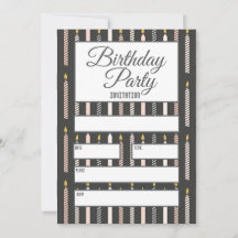 Cinza e Velas de Aniversário Rosa