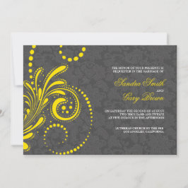 Convite Cinza Elegante Damas Casamento Amarelo
