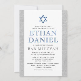 Convite Cinza Elegante - Estrela azul de David bar mitzvah