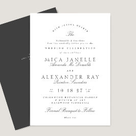 Convite Cinza Escura Branca Caligrafia Casamento Formal