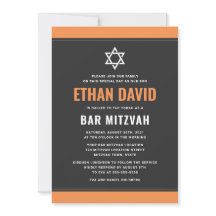 cinza escura moderna borda laranja bar mitzvah