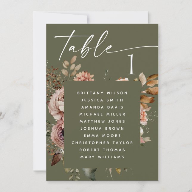 Convite Cinza Escuro Boho Woodland Casamento Seating Chart (Frente)