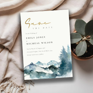 Convite Cinza Esmaga Montanhas Azuis Pino Salvar Data