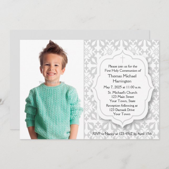 Convite Cinza espiritual, Foto (Frente/Verso)