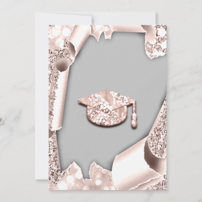 Convite Cinza Festa de solteira BONÉ formando Blush Rosa  (Verso)