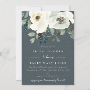 CONVITE CINZA IVORY WHITE FLORCOLOR WATERCOLOR CHÁ DE PANE