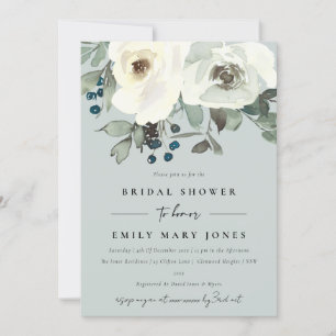 CONVITE CINZA IVORY WHITE FLORCOLOR WATERCOLOR CHÁ DE PANE