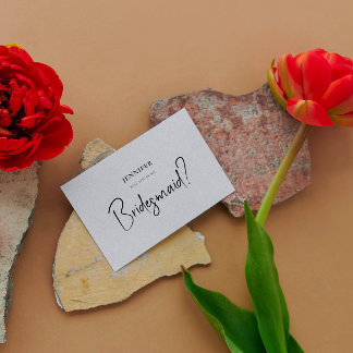 Convite Cinza Linen White Script Você Será Minha Porta-Pon