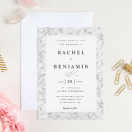 Convite cinza marble casamento simples e moderno