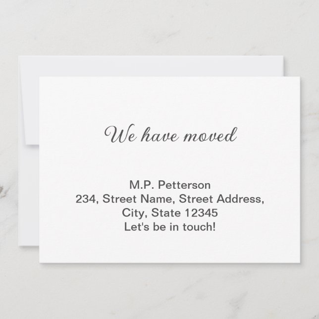 Convite cinza mínima que movemos para adicionar o nome e o (Frente)