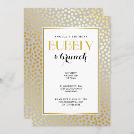 Convite Cinza moderno e ouro do teste padrão de bolinhas