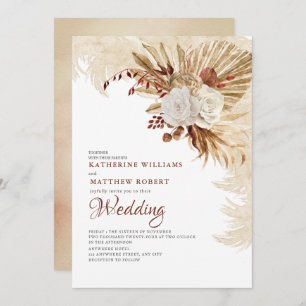 Convite Cinza Neutra Castanha Boho Floral