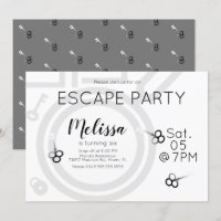 Convite Cinza para Festa de Aniversário em Escape 