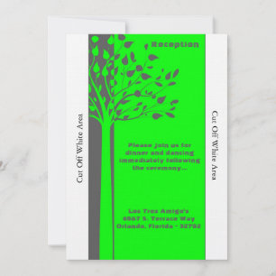 Convite Cinza/Placa de Recepção de casamento verde neon
