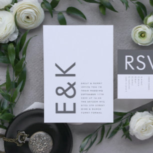 Convite  Cinza Premium Ultimate Modern Monogramas 