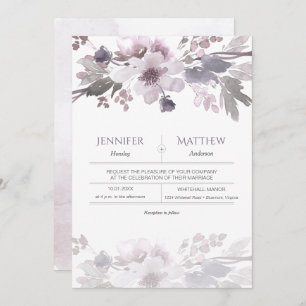 Convite Cinza rosa Lavanda aquática Brilhante Casamento