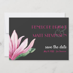 Convite Cinza Rosa Magnolia Flower WEDDING SALVE DATA