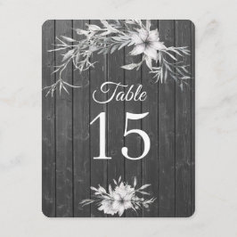 Convite Cinza rústico. Números de mesa de celeiro de madei