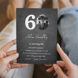 Convite Cinza simples e elegante 60ª Festa de aniversário