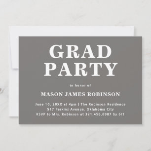 Convite Cinza Simples Festa de formatura Moderna
