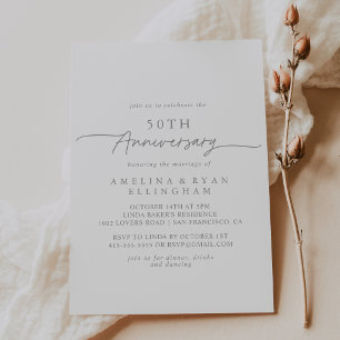 Convite Cinza Suave Simples Minimalista 50º Aniversário de