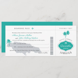 Convite Cinza Teal Bordo Pass para o Casamento Jamaica