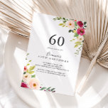 Convite Cinza verde Blush Floral 60ª Festa de aniversário<br><div class="desc">Este convite de aniversário verde rosa pincelado floral 60º é perfeito para uma simples festa de aniversário. O design apresenta belas pinturas manuais,  rosas,  pincéis e pénicas amarelas,  pintadas à mão,  com folhagem verde.</div>