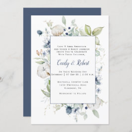 Convite Cinza Verde Dusty Blue Sage Casamento Floral