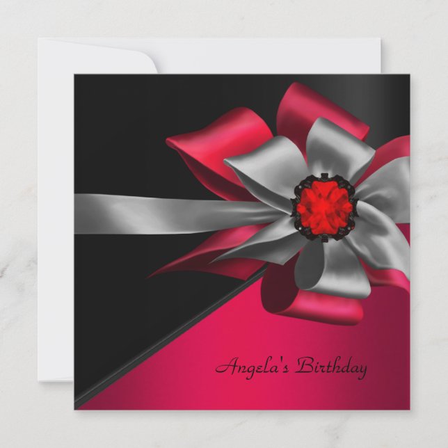 Convite Cinza Vermelha festa de aniversário Arco Negra Tor (Frente)