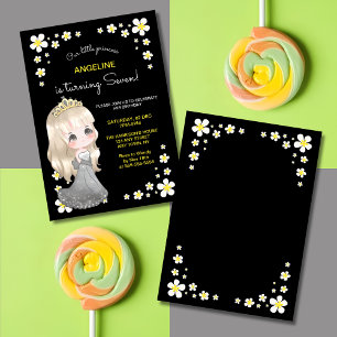 Convite Cinza Whimsso Vestida Princesa Floral Aniversário