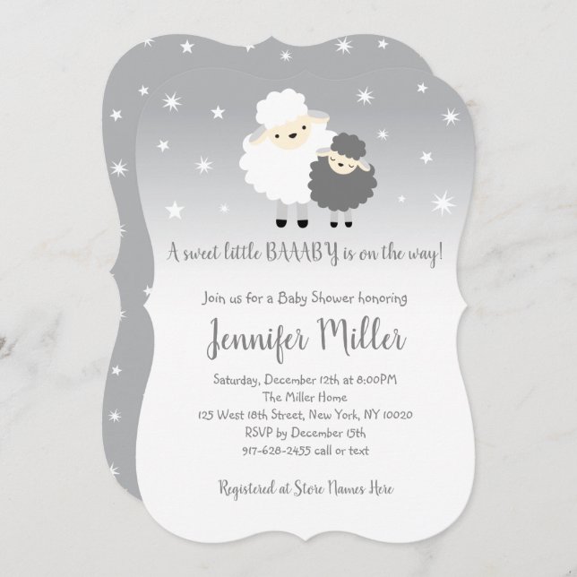 Convite Cinzas bonitas e Chá de fraldas de lâmina branca (Frente/Verso)