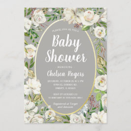 Convite Cinzas brancas Chá de fraldas oral neutro para o s